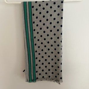 Talbots Lightweight Scarf, Gray with Navy Blue Polka Dots